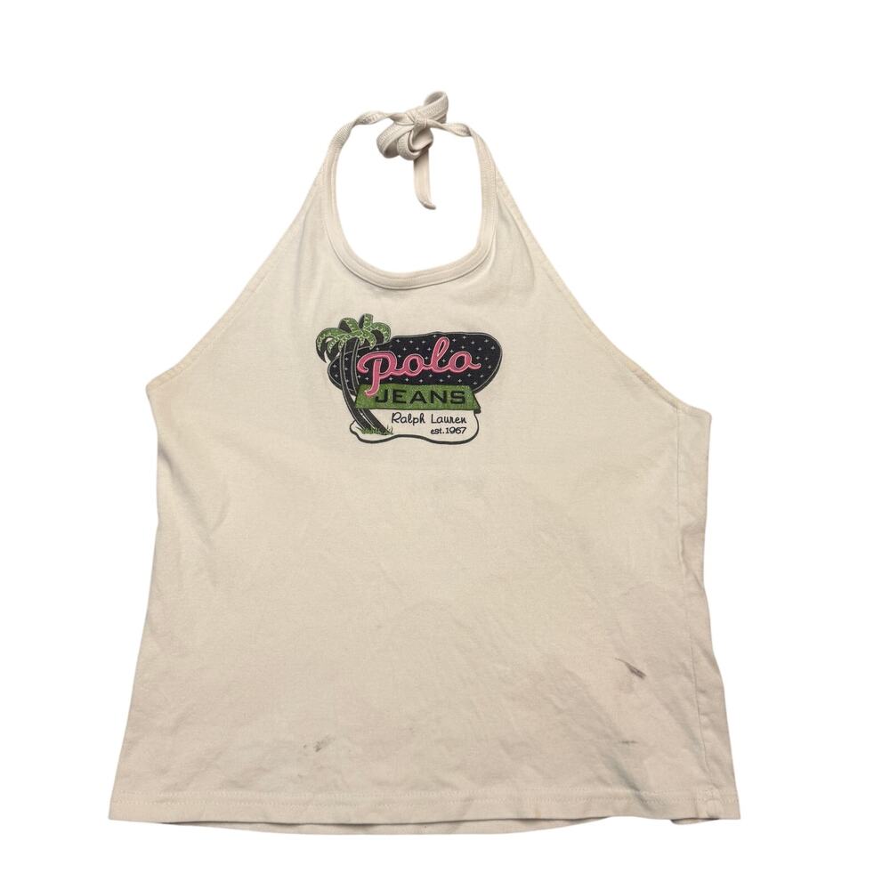 Vintage Y2K Polo Jeans Ralph Lauren Palm Tree Halter Tank Women’s 17x22